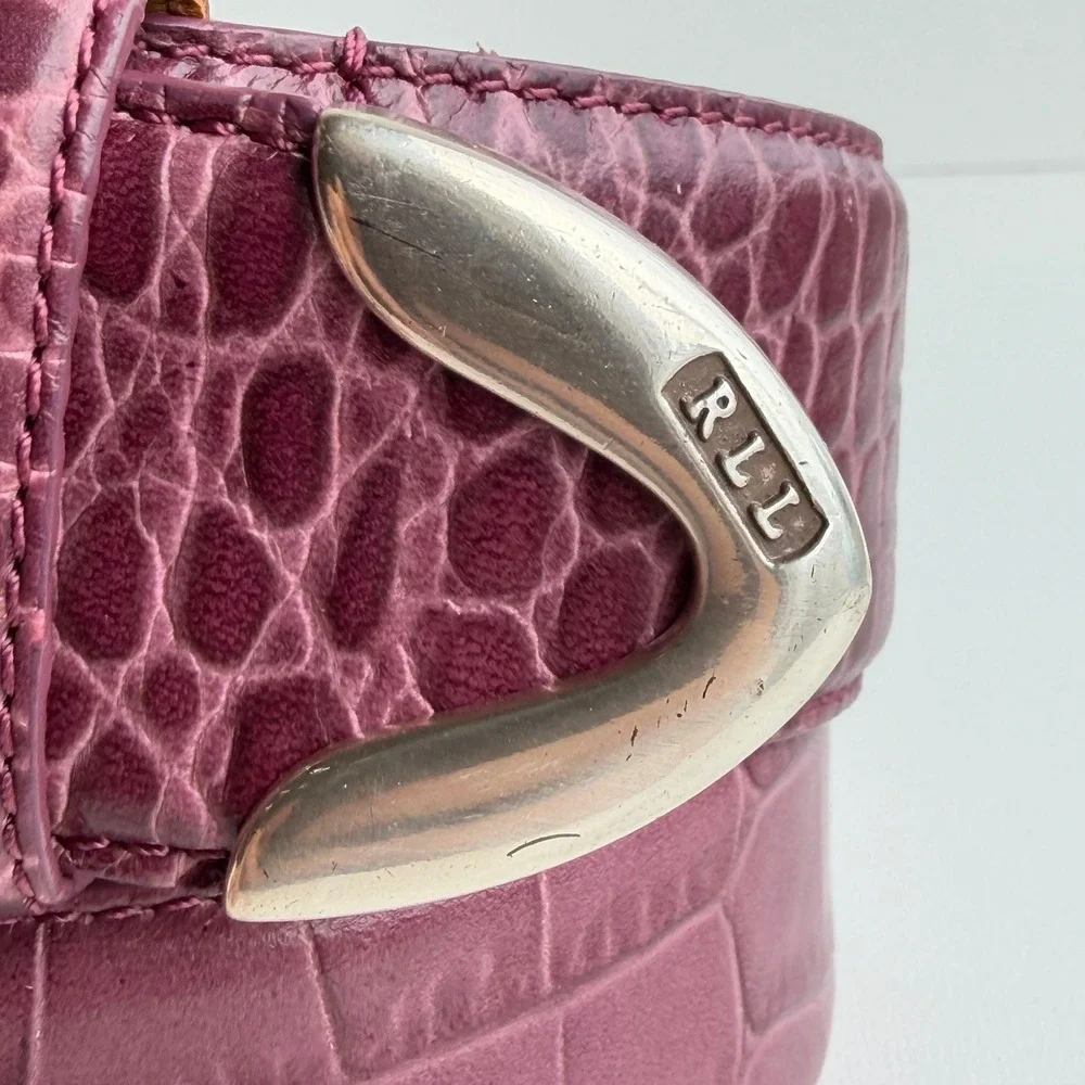 Lauren Ralph Lauren Italian Leather Belt Womens XL Purple Croc Embossed Vintage